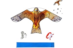 Touch the sky Bird Hawk Kite for Garden & Farm & Field to Bird Control and Protect Crop, Exquisite Fabrics and Unique Structure Design. Add 30m kite string handle, Multiple uses. (Without pole)