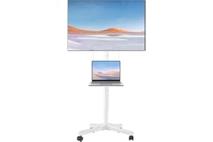 Suptek Soporte TV Ruedas, Soporte TV Pie para Television de 21-60 Pulgadas LCD/LED/Plasma, hasta 35KG, Altura Ajustable, Inclinación +3/-12°, MAX VESA 400x400mm, ML55BW(Blanco)