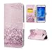 Produktbild Lonchee Schutzhülle / Cover / Handyhülle / Ledertasche / Brieftasche Etui für Samsung Galaxy J7 Marmormuster Gemalte Muster Design Folio PU Leder Tasche Case Hülle im BookStyle mit PU Leder Hülle Wallet Case – Rosengold