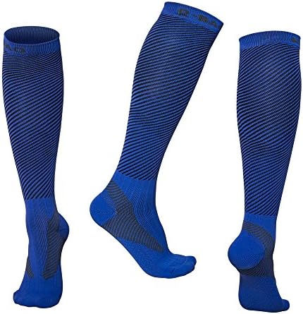 Compression Socks for Men &amp; Women, Graduated Compression Anti DVT Improved Leg Blood Circulation, Best Partner for All Sports, Flight, Work, Pregnancy, Nurse, Reduced Fatigue &amp; Better for Recovery (blue, L)