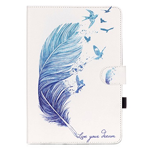 Samsung Galaxy Tab A 9.7 SM-T550 Hülle, DEENOR Colorful Painting and Stylish Drawing Wallet Case Book Style PU Leder Flip Protective Stand Schutzhülle Hülle für Samsung Galaxy Tab A 9.7 SM-T550. (Feather) - 2