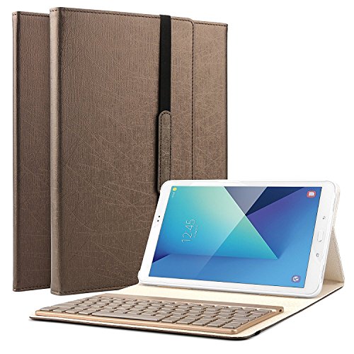 Boriyuan Samsung Galaxy Tab S2 9.7 Bluetooth Tastatur Hülle Keyboard Leder Case Cover mit Alu Bluetooth Tastatur (Deutsche QWERTZ) abnehmbar für Samsung Galaxy Tab S2 9.7" SM-T810/T815 (Braun)