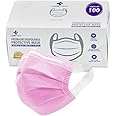 Careview 3 Ply Disposable Surgical Face Mask Box with Fabric Earloop and Built in Nose Pin, Certified by BFE>99% and PFE > 95%, SITRA, DRDO, ISO and CE (Pack of 100, Pink, Without Valve)