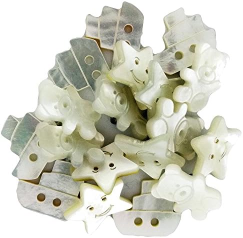 Arcibold Fashion Set of 18 mother-of-pearl baby buttons divided into three shapes - starlet, bear and
