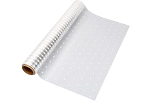 COZLLY Rouleau de film cadeau en cellophane transparent, 30 m x 40 cm, à pois blancs, transparent, 2,5 mm d'épaisseur, paniers-cadeaux, film cadeau, papier cadeau long film pour fleurs, panier de bricolage