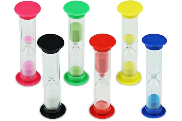 Gvolatee timglas timer, timglassset, färgglad sand, kökstimerklocka, tidshantering, för 30, 1 min, 2 min, 3 min, 5 min, 10 min set (6 stycken)