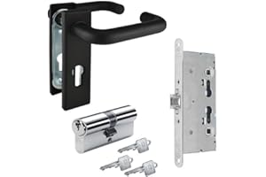 Heunert Komplettset für Feuerschutztüren – Schloss, Beschlag & Zylinder für FH- und Stahltüren (Drücker/Drücker)