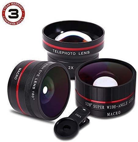 Phone Camera Lens OREA 4 In 1 Phone Lens Clip on 120 Degree Wide Angle Lens, Fisheye Lens, Macro Lens, 2.0X Telephoto Lens for iPhone 5/5s/6/6plus/7, Samsung, Android Smartphones