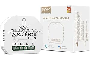MOES Interruptor Wifi Inteligente conmutador Inalambrico Rele Módulo Alexa Control Remoto, compatible con la app Smart Life/Tuya, Control de voz Alexa/Google Home, 1GANG