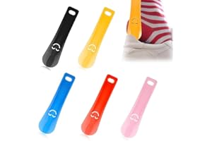 LAJUP 5 Pezzi Mini calzascarpe in plastica, Calzascarpe Corto Plastica Calzante 15 cm, Piccolo Shoe Horn con Gancio, Calza Scarpe Facile da Usare per uomini, donne, bambini