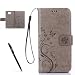 Produktbild Samsung Galaxy Alpha G850 Hülle, Samsung Galaxy Alpha G850 Schutzhülle, Alfort 3 in 1 Lederhülle Fashion Design Premium PU Leder Hohe Qualität Tasche Case Cover Kasten Abdeckung Wallet für Samsung Galaxy Alpha SM-G850 4.7" Smartphone Funktion Standfunktion Unterstützte Telefone und Magnetverschluss mit Schmetterling ( Grau ) + Alfort Schwarz Stylus Pen