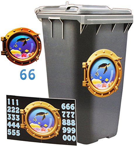 Aufkleber für Mülltonne – “ Motiv-Mix “ – circa 40 tlg. Set – incl. Zahlen – Mülltonnenaufkleber / Mülltonnensticker – Sticker _ wetterfest & wasserfest – Mülltonnen / Mülleimer – lustige Tiere – Ente / Küken – Entchen – Blumen – Blüten Schmetterlinge - 9
