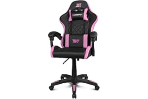 DRIFT GAMING DR35 - Sedia professionale, Similpelle, Braccioli imbottiti, Pistone classe 3, Base in nylon rinforzato, Sedile basculante, Altezza regolabile, Cuscino lombare/cervicale, Nero/rosa