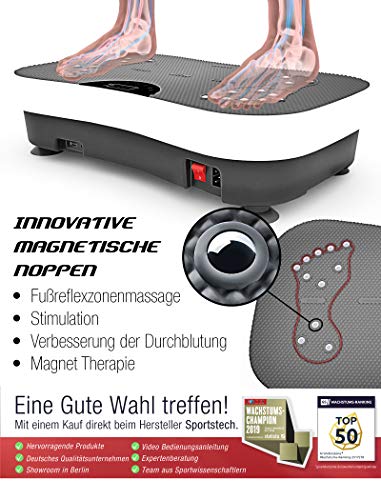 Sportstech Vibrationsplatte VP210 mit Bluetooth, Oszillationstechnologie für zu Hause, Magnet Fußreflexzonenmassage Funktion, Trainingsbändern + Fernbedienung + Lautsprecher im Vibrationsgerät - 4
