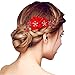 Women’s Decorative Hair Accessory Hair Comb Pin with Red Flowers, Rhinestone Crystals and Beads, for Weddings