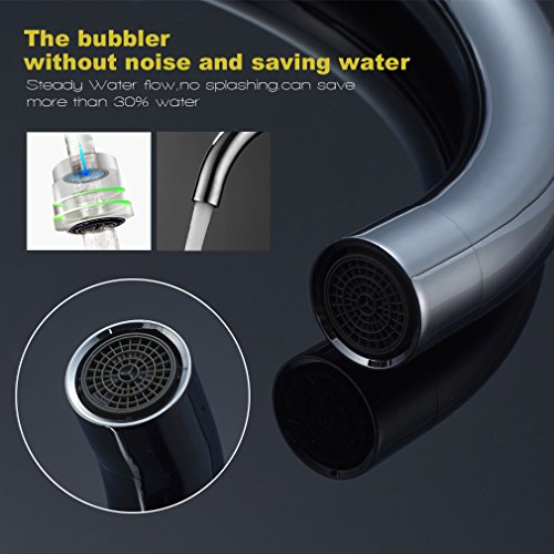 Auralum Chrom Küchenarmatur Niederdruck Kupfer Spültischarmatur Mischbatterie für Küche 360° Drehung Armatur - 6