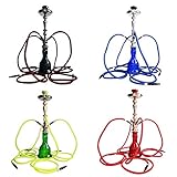 Taffstyle® Orientalische 4er Schlauch Party Shisha Wasserpfeife Orientalisch Hookah Glas Bowl Höhe 65 cm - Zubehör - 4 Schläuche, 5 Mundstücke, Zange und Kohle Holzkohle 1 Rolle mit 10 Stück / Rot - 