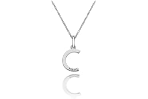 Hot Diamonds Round Diamond and Micro Letter C 925 Sterling Silver Pendant with 46 cm Curb Chain