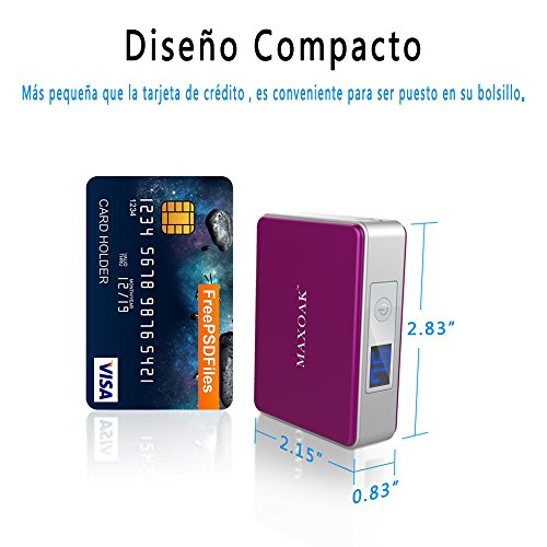 MAXOAK Mini Bater a Externa 5200mAh Cargador Port til para Smartphone iPhone Samsung HTC Moto y M s con LED Iluminaci n y LED Muestra el restante bater a Morado reviews MAXOAK Mini Bater a Externa 5200mAh Cargador Port til para Smartphone iPhone Samsung HTC Moto y M s con LED Iluminaci n y LED Muestra el restante bater a Morado