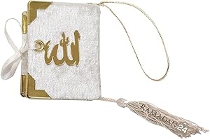 RAMADAN24 Islamische Auto Rückspiegel Anhänger Kleiner Koran Schutz Innenspiegel Auto Spiegel PKW Arabisch Dekor Geschenk (Weiß)