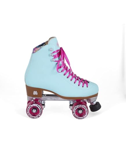 Moxi Lolly Retro Rollschuhe Wildleder - Handgefertigte Quad Skates In Floss Teal