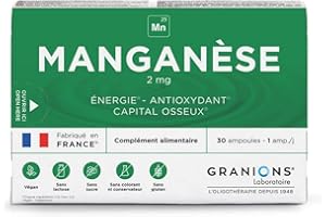 GRANIONS MANGANÈSE 2 mg - 30 ampoules = 30 jours - Énergie - Antioxydant - Capital osseux - 2 mg de Manganèse - Made in France