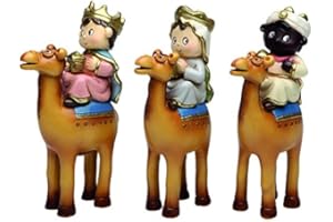 Belenes Puig Juego 3 Reyes a Camello Resina colección redondito 9cms, Multicolor, 30x10x20 cm