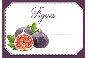 MON BIO JARDIN Lot d'étiquettes pour confiture, faciles à décoller, idéales pour l'étiquetage de vos pots de confitures et conserves maison (30x figue)