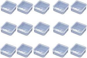 WYAN 15 Stück Aufbewahrungsbehälter aus Kunststoff mit Deckel, für Kleinteile,kleine Perlen,und andere Bastelzubehör(4.3 x 4.3cm)