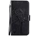 Produktbild Leder Hülle für Xiaomi Mi 5,Brieftasche Hülle für Xiaomi MI5,Xiaomi MI 5 Hülle Flip Case Wallet,Fanryn Retro Elegant Butterfly Schmetterling Baum Katze Muster Prägung PU Leder Ledercase Schutzhülle Handy Lanyard Strap Flip Tasche Wallet Case Cover Schutzhülle Etui Tasche Handytasche Hülle Standfunktion mit Kartenfächer Silikon Rückseite Cover für Xiaomi MI 5 - Schwarz