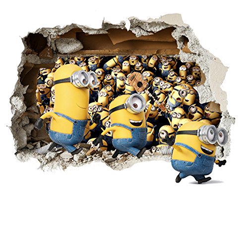 Minions Runaway 3D Wand-Zertrümmern Kinder Wandaufkleber Wandüber Wall Art Wand Tattoo Customise4U™ (minion runaway smash 35cm)