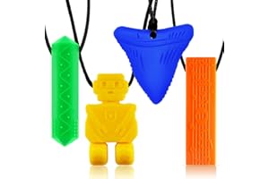 KEFU Collier a macher enfant tdah,4 pièces colliers à mâcher sensuels pour enfants et adultes souffrant de dentition, d'autisme et de TDAH(mélanger1)