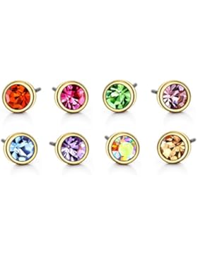 ❤Valentinstagsgeschenke❤ Ohrstecker-Set Swarovski Elements Strass Mehrfarbig 16 K Gold Neoglory Jewellery