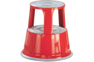 Office Collection RHM-R Marchepied avec roues, métal, certifié TÜV, capacité de charge de 150 kg, rouge