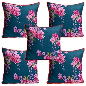 PINK SWAN Exclusive Jute Decorative Throw/Pillow Covers, Cushion Covers for Living Room, Bed Room, Sofa,Chairs Pack/Set of 5 (Multicolour, Size 16 x 16 Inches) Design No. 213