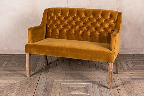 Peppermill Interiors VELVET UPHOLSTERED BENCH SEAT FRENCH STYLE BUTTON BACK DINING ROOM BENCH SOFA 2 SEATER