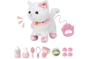 Fivtsme Gattino Giocattolo Interattivo, Gatto Da Compagnia Interattivo Realistico, Può Essere Smontato e Pulito, Camminare, Abbaiare E Scodinzolare per Ragazze di 3 4 5 6 Ann/Ragazzo