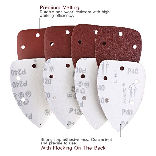 OULII Schleifblätter Grit 14cm Sander Bremsbeläge Schleifen Blätter Scheiben gemischt 40 80 120 240 40 für Multischleifer 40 Stück - 3