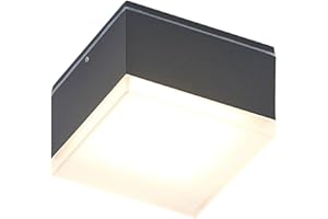 LINDBY LED Plafonnier extérieur Mathea (Moderne) en Noir Aluminium (1 lampe,à), Luminaire d’extérieur pour le jardin, la terrasse, balcon & maison, plafonnier