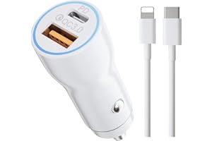 ANYTROX Zigarettenanzünder USB C für iPhone, 38W KFZ Ladegerät iPhone Autoladegerät mit Dual Port - PD 20W USB C + QC 3.0 18W USB A mit 1M iPhone Ladekabel, Auto Schnellladung für iPhone 14/12/13/11/XS, Pad