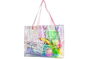 TotePrint Holografische PVC Handtasche - Durchsichtige Transparente Tasche mit Buchstaben-Muster, Stadion-Zulassung (1 Stück)