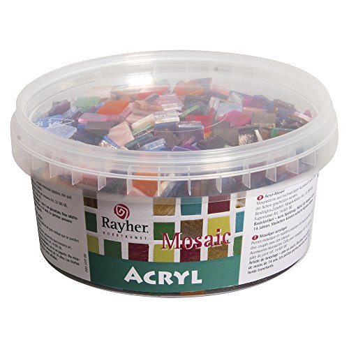 Rayher Hobby 14792999 Acryl-Mosaiksteine Mischung, bunt, 10 x 15 x 10 cm