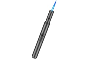 Juspota Mechero Soplete, 19cm Gas Mechero Recargable a Butano, Mechero a Prueba de Viento, Se Puede Bloquear Encendedor Largo de Palo, Negro (Vendido sin Gas)