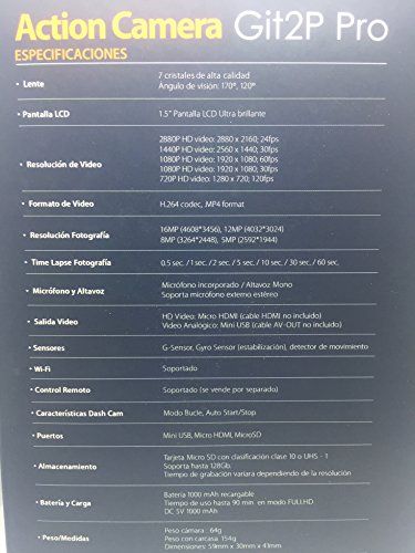 Camara GITUP GIT2P PRO EDITION VERSIÓN ESPAÑOLA Sensor Panasonic MN34120PA.Manual instrucciones español - gitup