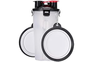 ULALAZA Pet Water Bottle, Portable Travel Dog Food Container and Dog Water Bottle 2 in 1 Leak Proof Cup with 2 Collapsible Dog Bowls for Outdoor Walking Travelling Hiking Camping