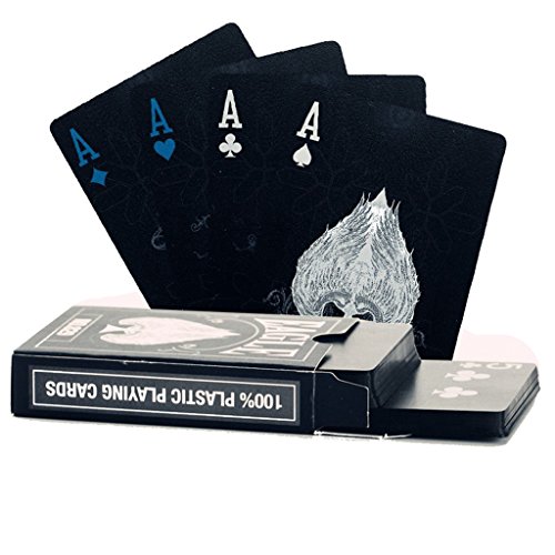 Preisvergleich Produktbild Wasserdichtes Pokerkarten schwarze Spielkarten Profi Poker Karte Spielkarte playing cards aus Plastik Top Qualität Plastic Poker für Ihr Poker Vergnügen (EAGLE)