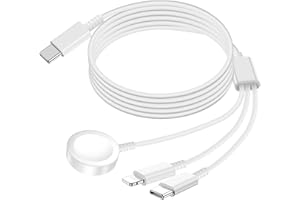 MAXRENARD Watch Charger for Apple iWatch 3 in 1 Charger Cable for iPhone iPad Android Devices Wireless Charging Dock for iWatch Series 10/9/8/7/6/5/4/3/2/SE/SE 2/Ultra/Ultra 2 (1.2m, White)