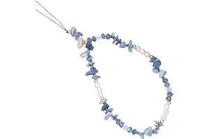 LEDSHLIU Handy-Perlen-Lanyard, Handy-Armband, Anti-Lost-Kette, Boho-Handykette, blaue Naturperlen, Handyband, Retro, neue Acrylfarbe, Bandanhänger, Handykette, Schmuck, hängende Frauen