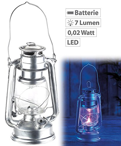 Lunartec LED-Sturmleuchte im Öllampen-Design, Flammen-Imitation, silberfarben - 6