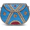 Shakuntala Vintage Clutch - Metal Mosaic Stone & Shell Design Purse - Handmade Women's Handbag